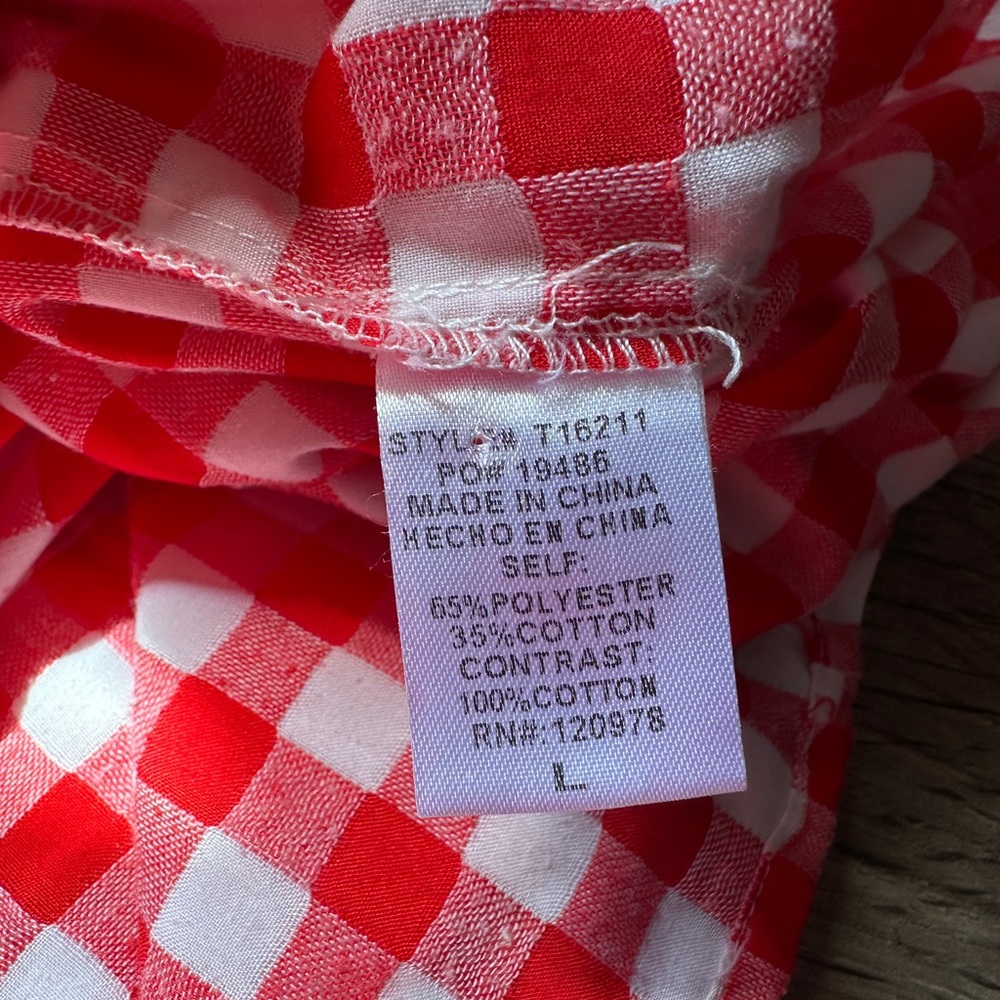 Entro Gingham Checkered Patterned Crochet Shirt L - image 8